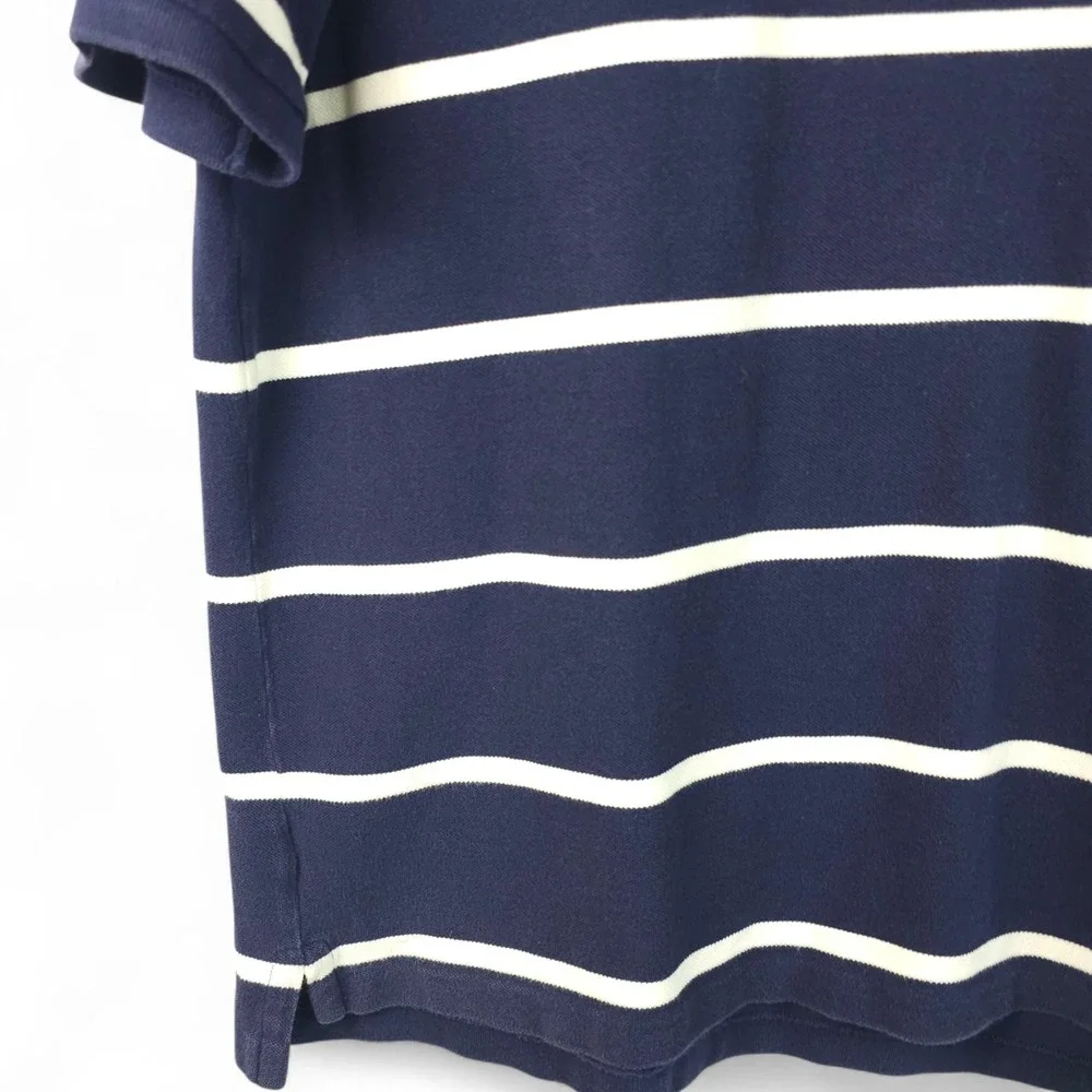Polo Ralph Lauren Shirt Mens Medium Cross Flags Classic Fit Navy Blue Striped